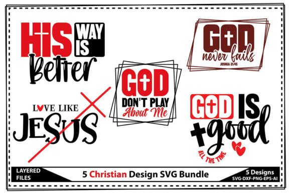 5 Christian Design SVG Bundle: Graphics & T-Shirt Designs