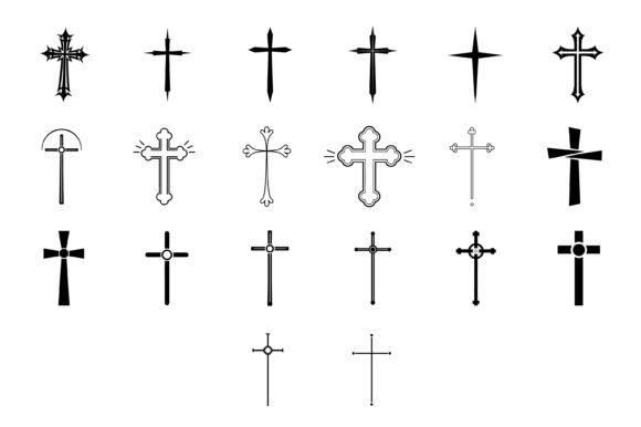 Christian Cross Icon Set: Graphics & T-Shirt Designs