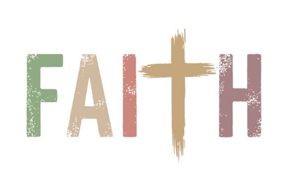 Faith Cross Typography Christian Design for T-Shirt Graphics