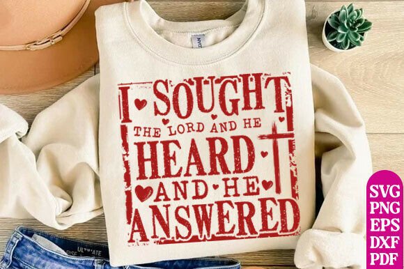 I Sought the Lord PNG: Christian T-Shirt Graphics