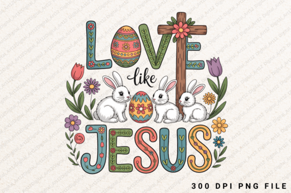 Jesus Cross Easter Spring Artwork: Graphics for T-Shirt Designs