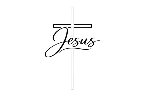 Jesus Cross Script Typography Graphics for T-Shirt Designs