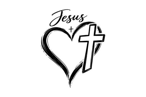 Jesus Heart Cross Faith Graphics for T-Shirt Designs
