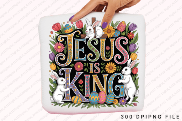 Jesus is King PNG: Easter Day Graphics for T-Shirt Designs
