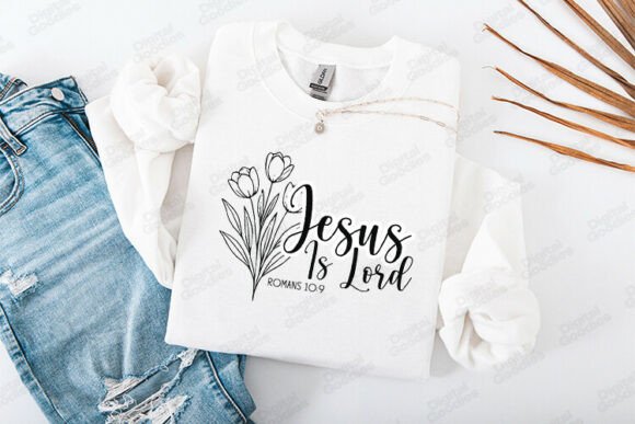 Jesus is Lord Bible Verse Floral Art: Graphics & T-Shirt Designs Review